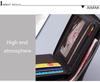 Men's Canvas and Leather Short Wallet with Zipper, Coin Purse, and Multiple Card Slots