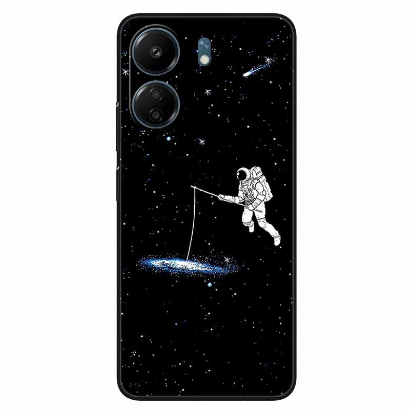 For Xiaomi Redmi 13C 4G Case Animals Painted Black Bumper Silicon TPU Coque for Redmi13C 4G 13 C Shockproof Covers Wolf Soft Bag