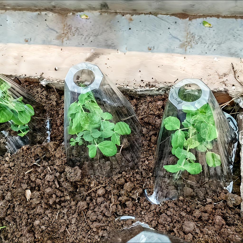 20pcs Set Of Transparent Plastic Plant Covers - Reusable Greenhouses For Frost