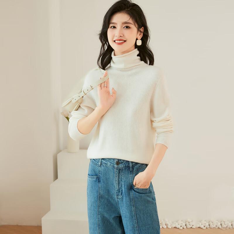 

Jinjuju Women s 100% Merino Wool Cowl Neck Sweater M