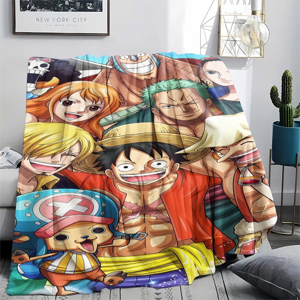 1PC Anime One Piece Patterned Flannel Blanket Suitable For All Seasons For Home Decor Warmth And Comfort Gifts Holiday Present