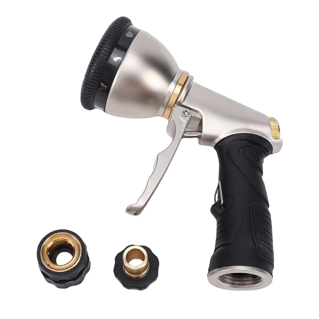 Garden Hose Nozzle Zinc Alloy 9 Modes Adjustable High Pressure Water Nozzle Sprayer for Gardening Lawn Care Car Cleaning