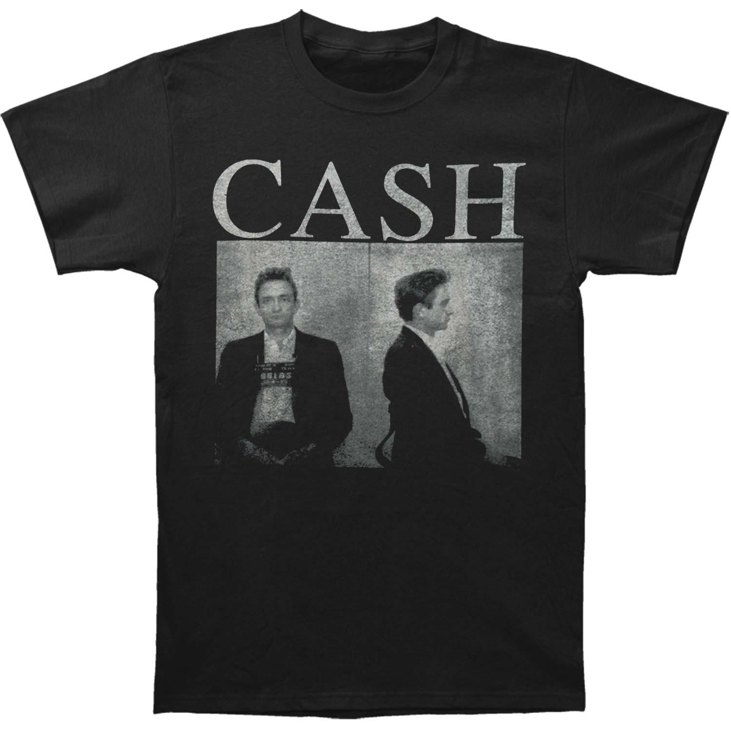 Men s Johnny Cash Mug Shot Slim Fit T-shirt X-Large Black 2XL