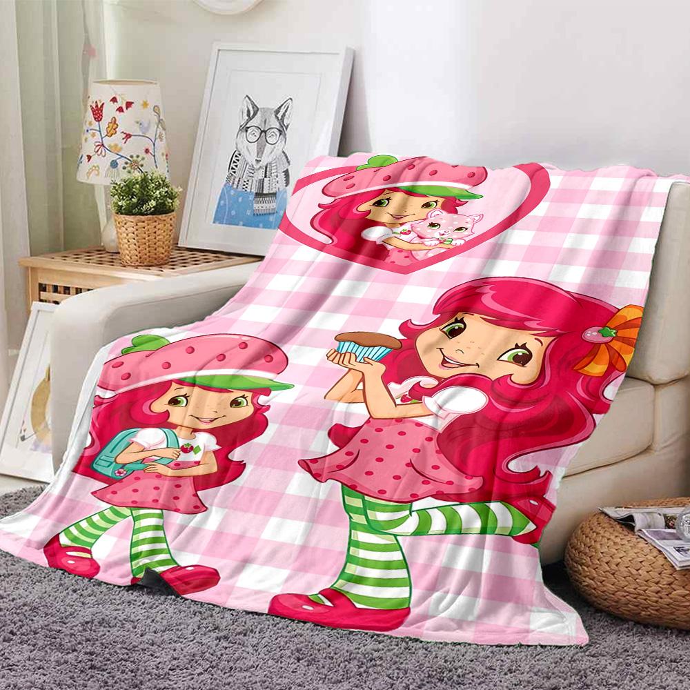 1pc Princess Strawberry10 Blanket, Gift, for Men and Women, Soft Blanket, Good for Sofa Bed Couch Travel, Lightweight Flannel Blanket