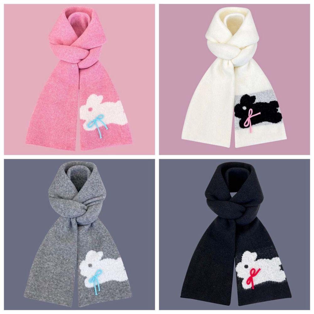 Warmer Cartoon Thick Shawl Soft Long Scarf Large Rabbit Knitted Scarf  Winter