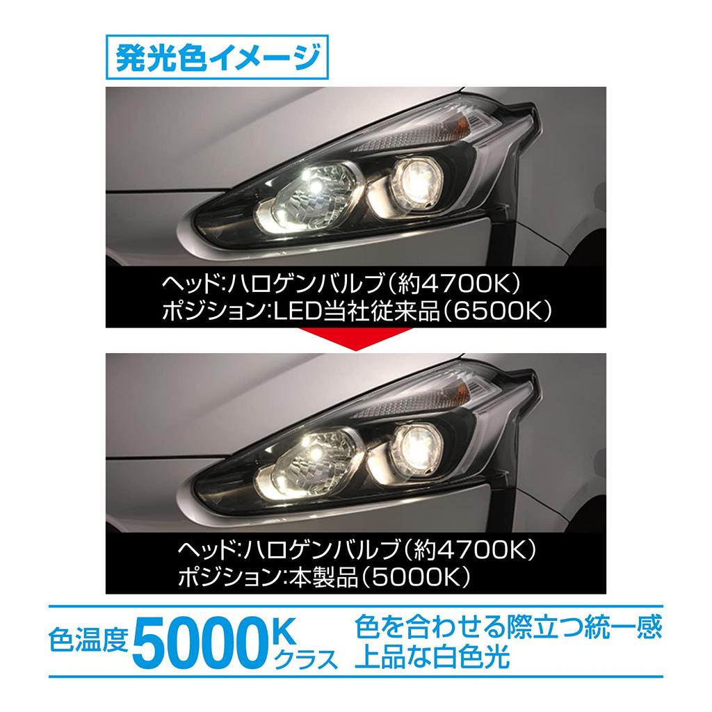 CARMATE GIGA T10 BW167 Giga, LED Position Bulb, 5000K, 120 lm, Elegant White Light, Compatible with Vehicle Inspection