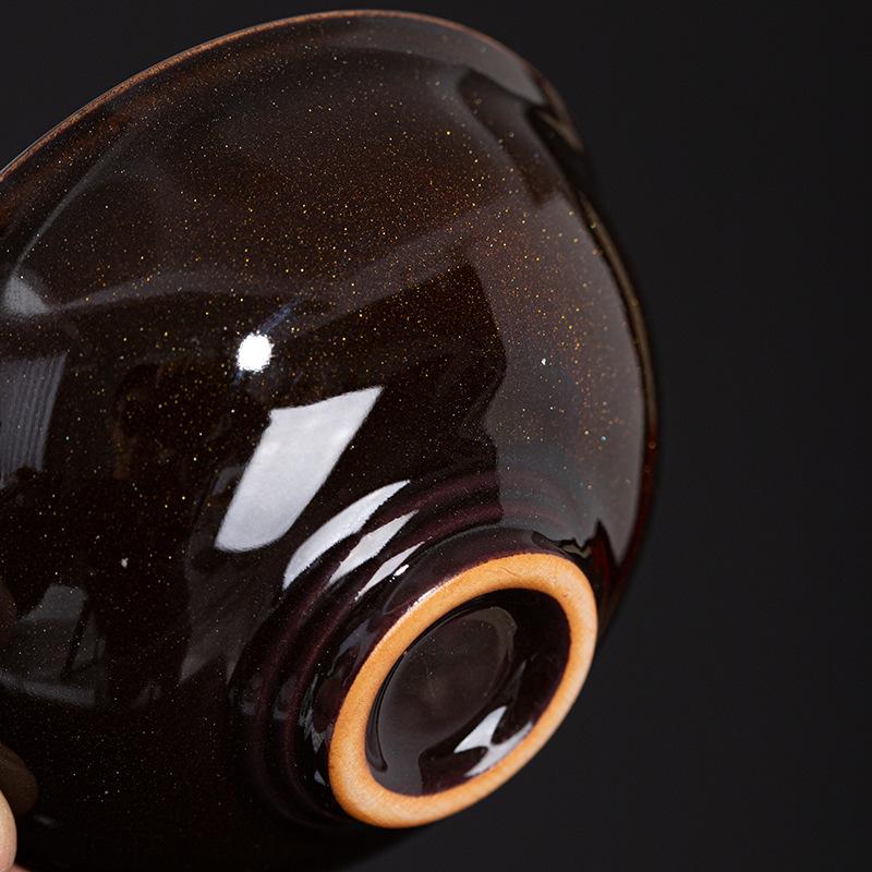 Jun Kiln Tenmoku Glaze Large Tea Cup Creative Cup with Colorful Ceramic Tea Bowl Sand Gold Douli Cup Kung Fu Tea Set Master Cup