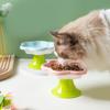Cuenco elevado de cerámica para gatos con diseño de flores, cuenco elevado para comida y agua para gatos, plato para aperitivos con soporte para protección del cuello