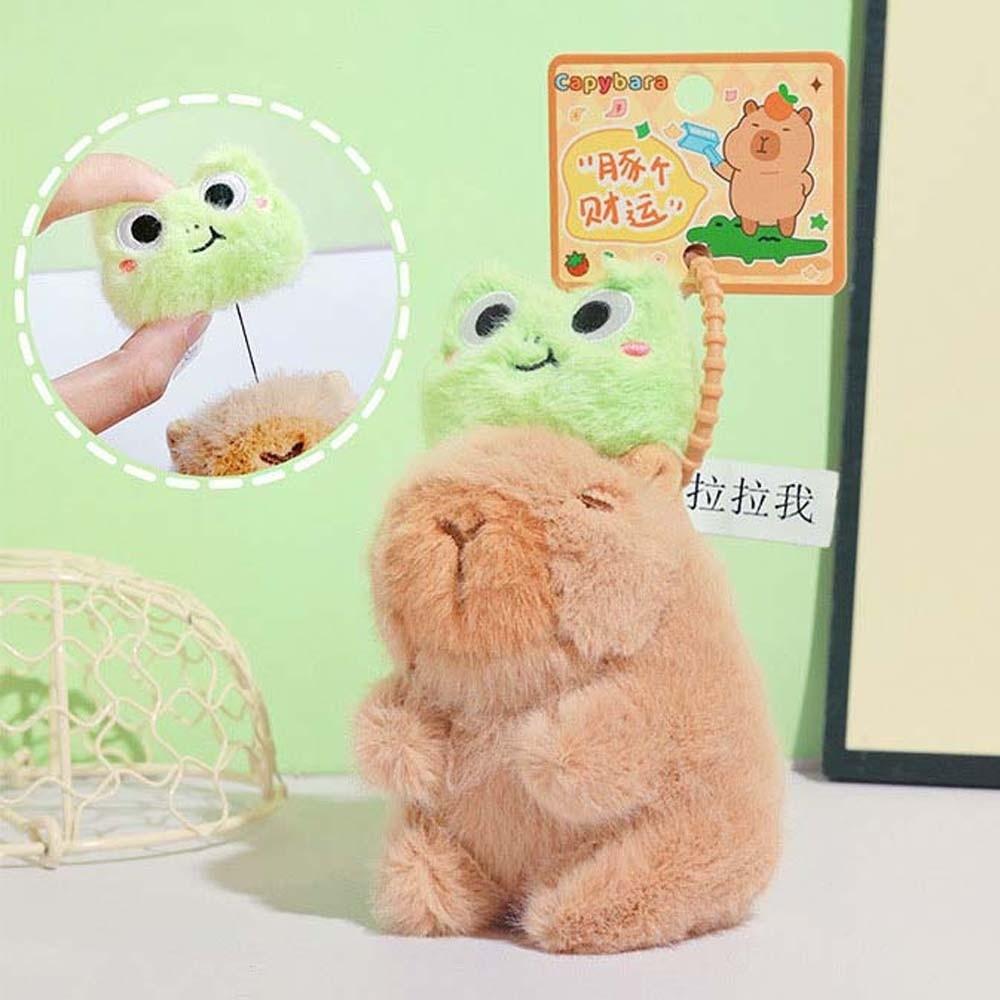 Soft Pulling Rope Capybara Dolls Key Ring Cartoon Capybara Keychain  Car Key Accessories
