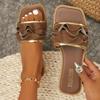 Hot Selling Versatile Women's Slippers Open Toe Summer Beach Comfortable Flat Bottom Square Toe Casual Outer Shoes for Women