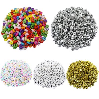 100 pezzi 7 mm acrilico per la creazione di gioielli numero misto fai da te perline sciolte all'ingrosso collana braccialetto ciondolo