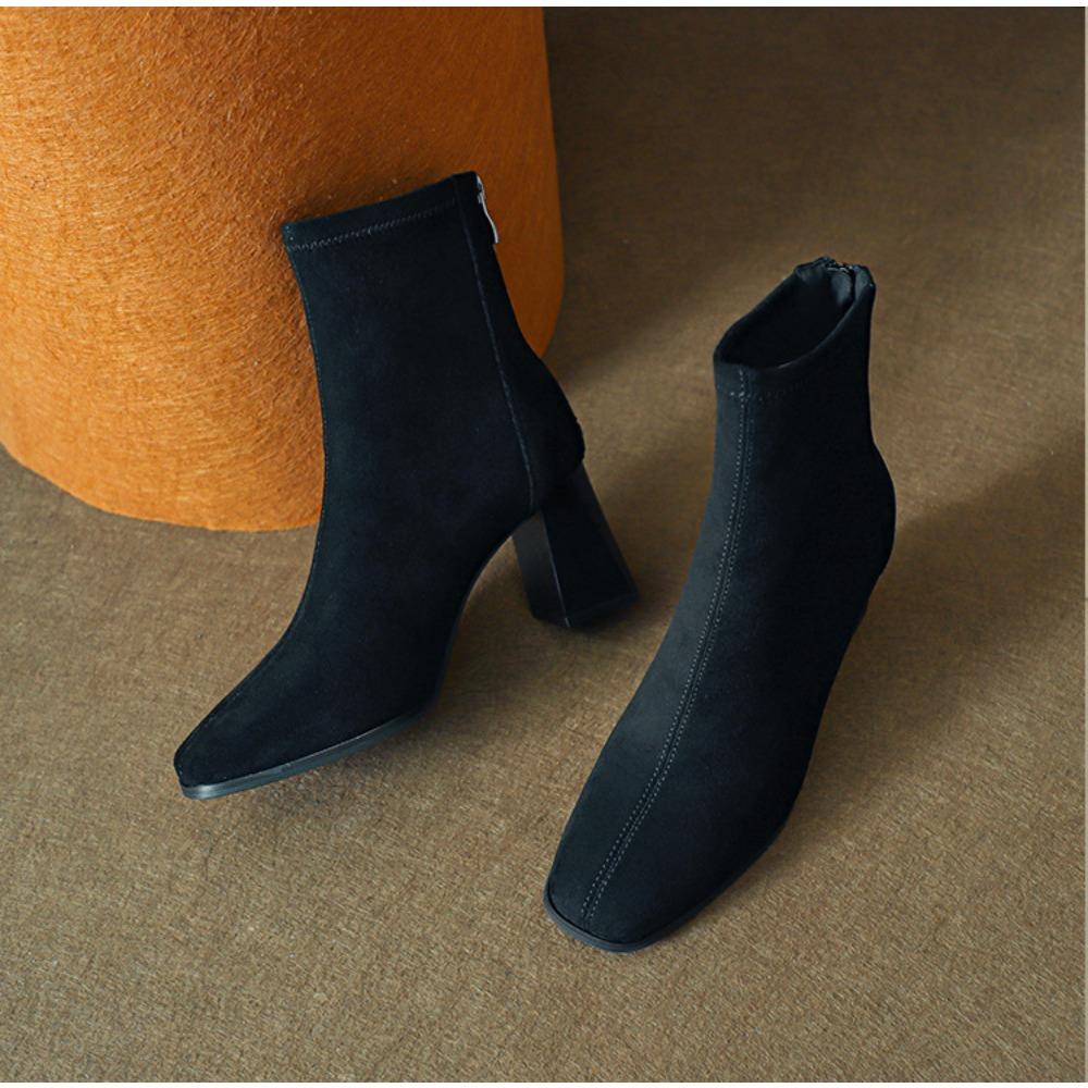 Boots for Women New Autumn and Winter Slim Ankle Boots Suede High Heels Women's Shoes Heels Womens Ladies High Shoes Short Boot