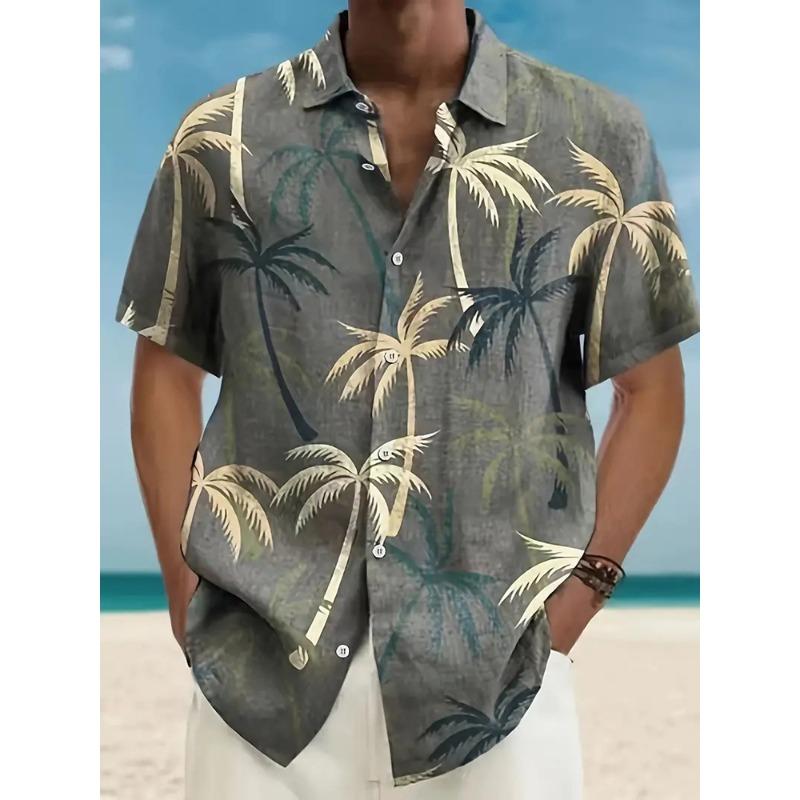 Hawaiian Men's Short Sleeve Shirt Summer Seaside Resort Men's Casual Shirt Beach Party Short Sleeve Shirt Marine Animal Print