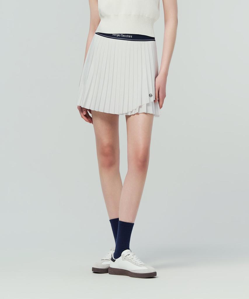 SERGIO TACCHINI W Flying Asymmetrical Pleated Skirt (White)