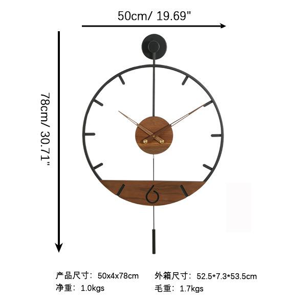 Walnut Decorative Clock Living Room Modern Background Wall Hanging Clock