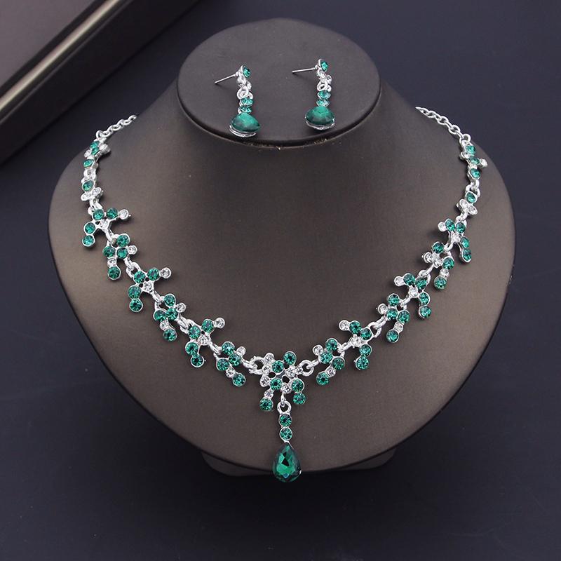 Luxury Purple Crystal Bridal Jewelry Sets for Women Earring Wedding Choker Necklace Set Bride Jewelry Sets Accessories
