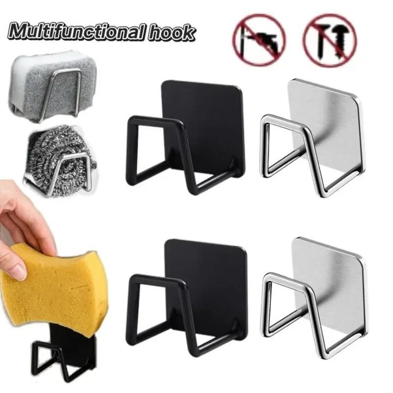 Kitchen Sink Sponges Holder Self Adhesive Drain Drying Rack Bathroom Basin Rack Storage Hooks Kitchen Wall Hooks Accessories