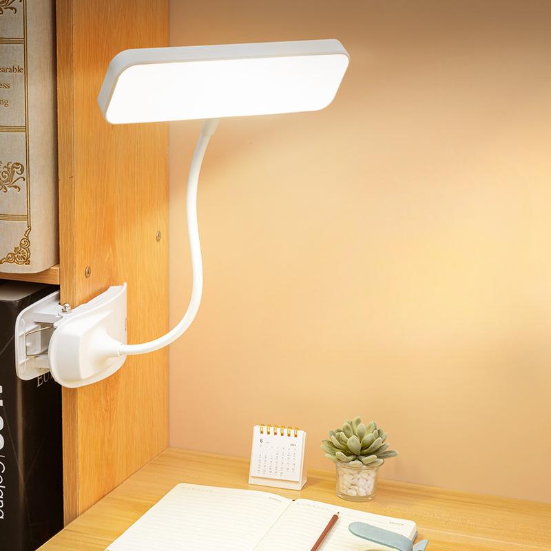 360° Flexible Study Table Lamp with Clip USB Rechargeable Desk Lamp Bedside Night Light for Bedroom Study Reading Office Work