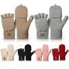 Women Half Finger Winter Gloves Thickened  Insulated Windproof Knit Design With Double Fleece Lining For Cold Weather