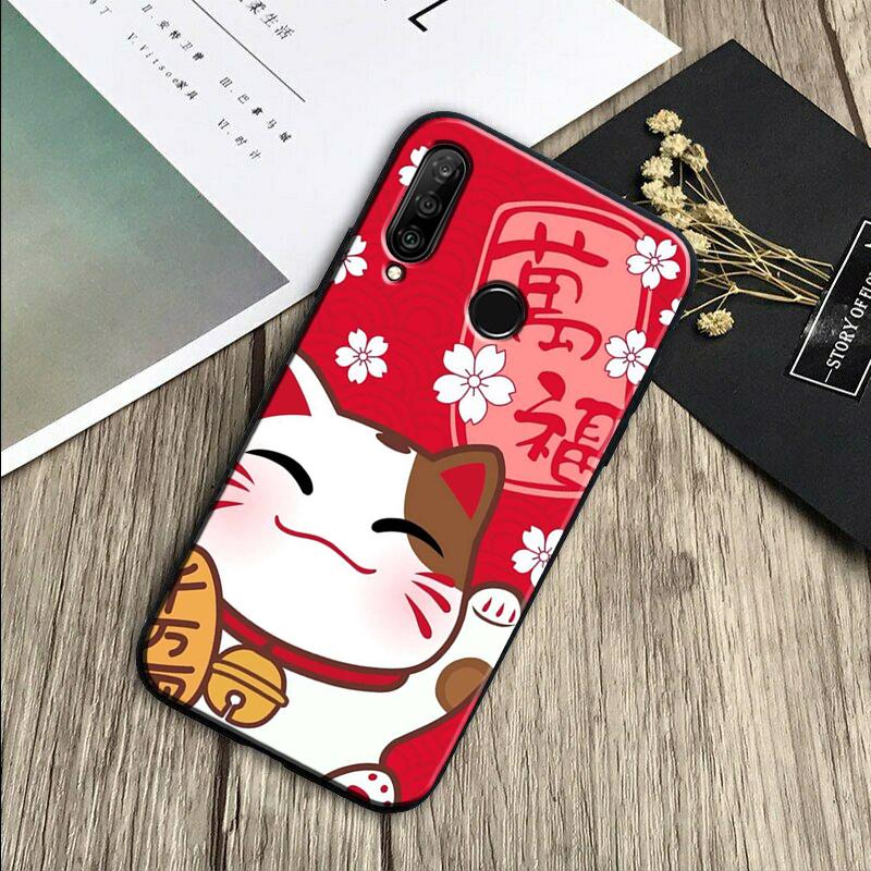 Maneki Neko Lucky Money Cat For Huawei Nova 11 Pro 12i 3i 7i 8i 9 10 SE Y60 Y61 Y70 Y72 Y73 Y90 Y91 P20 P30 P40 Lite Case