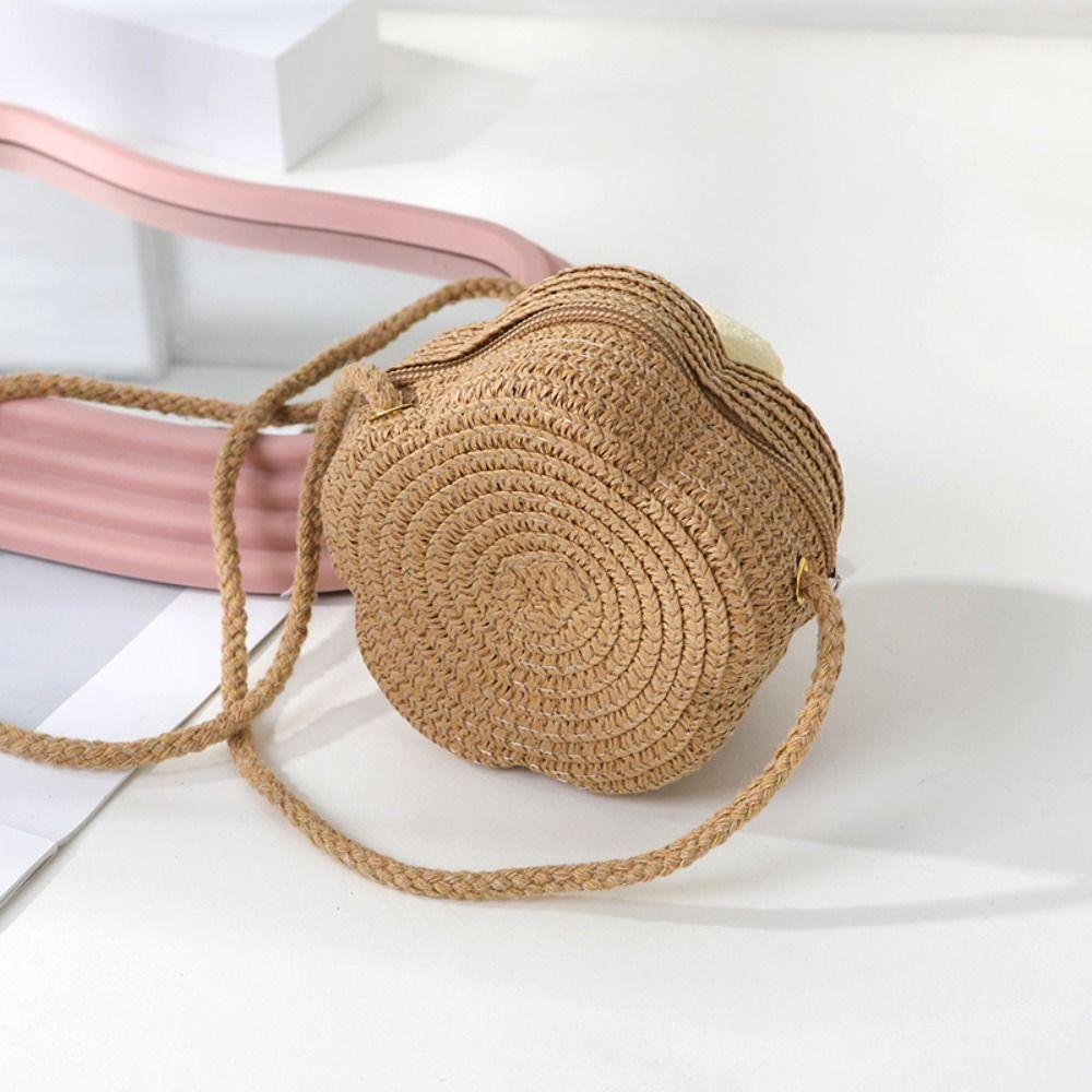 Straw Straw Shoulder Bags Mini Princess Handbags Cute Crossbody Bag  Kids Girls