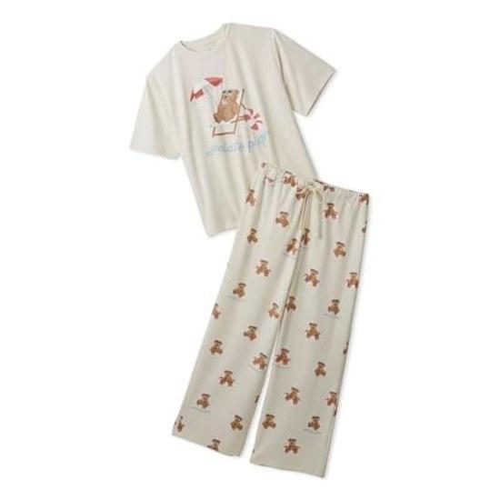 Gelato Pique Summer Bear Pattern One-Point T-Shirt Long Pants Set PWCT262357 LadiesOnline ExclusiveCooling Touch