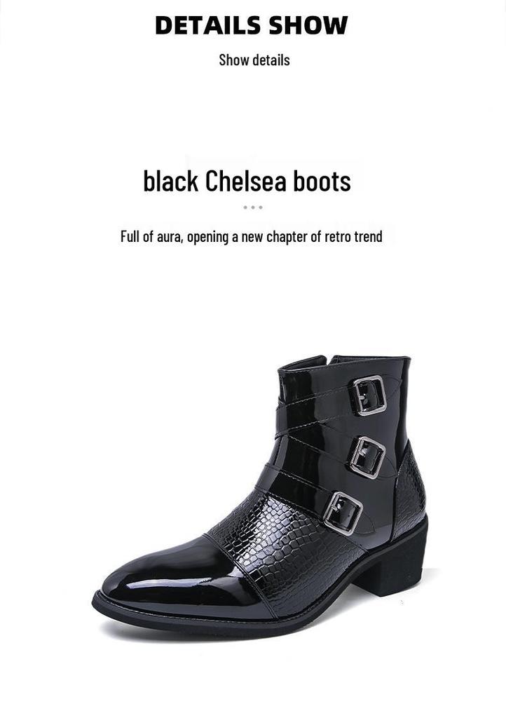 Men's Cross Martin High-Top Leather Boots, Autumn/Winter, Pointed Toe, Casual, British Style, Large Size, Motorcycle.