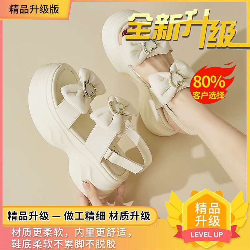 Popular Platform Sandals Women's New Models In the Summer of 2025 Wear Bows To Increase the Height of Small Roman Sandals