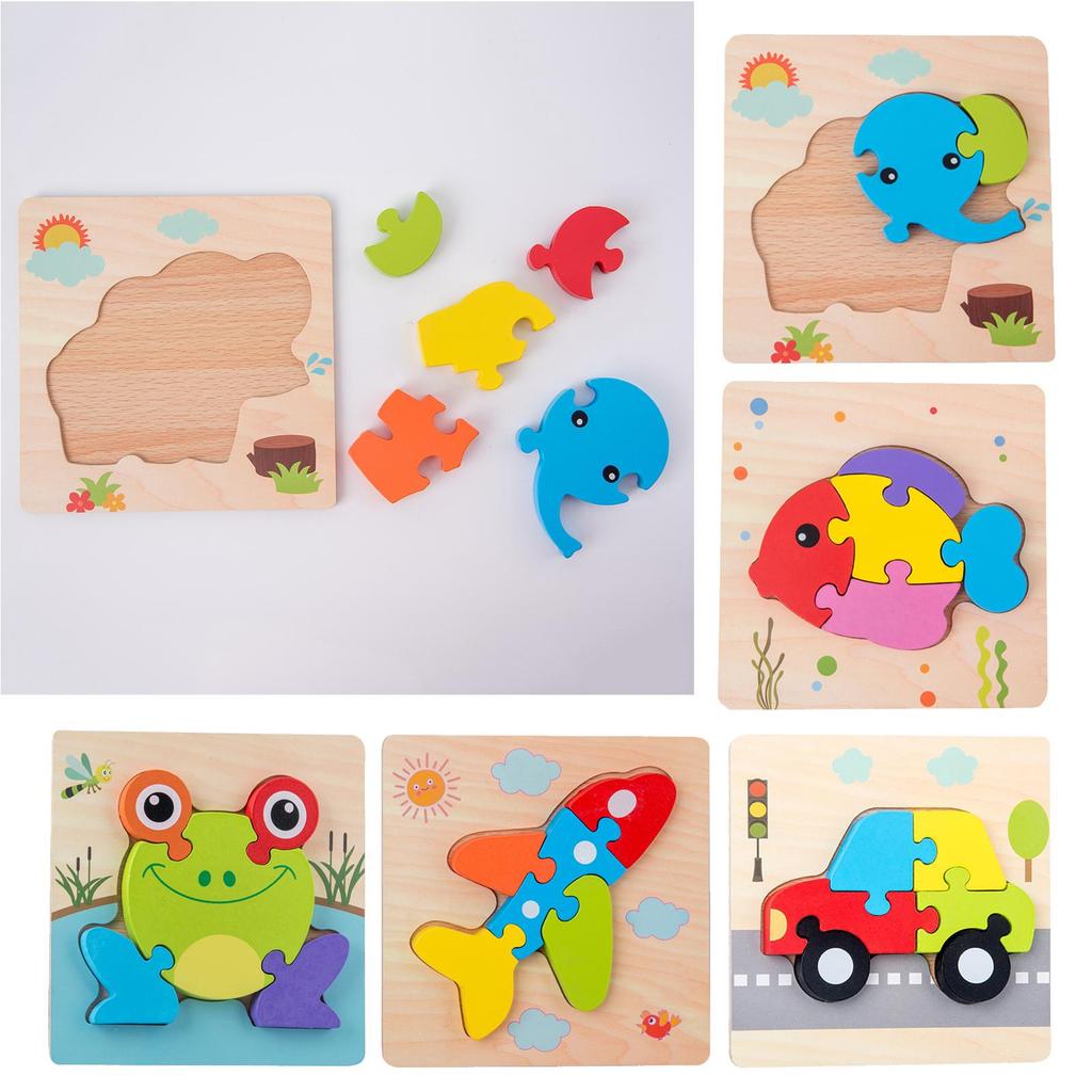Toddler Baby Wooden Jigsaw Puzzles for Toddlers Kids Early Education Toys, Shape Color Recognition