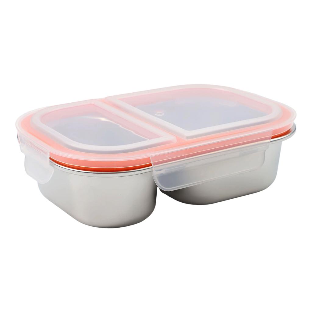 Stainless Steel Snack Box with Leak Proof Lid Dual Compartment Design for Fresh Food Storage Easy To Clean and Carry