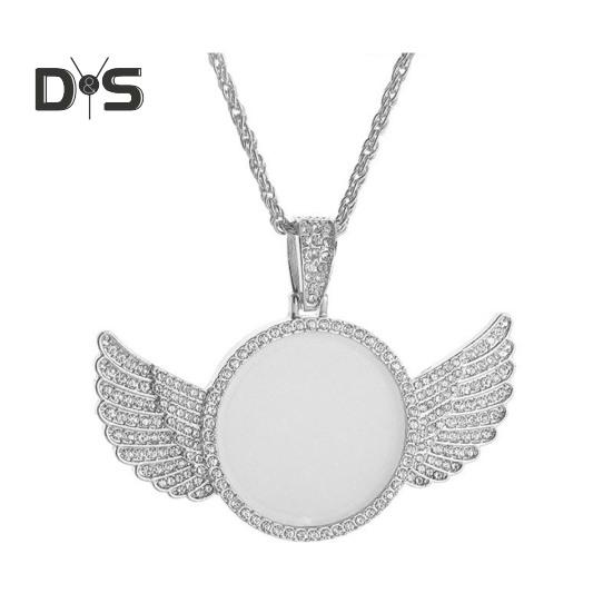 

Индивидуальное фото ожерелье с крыльями ангела, фоторамка, ожерелье с подвеской в стиле хип-хоп для мужчин и женщин, подарки на день святого валентина и день рождения серебряный