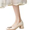 Popular French Commuter Women's Shoes 2025 Autumn New Thick Heels Square Head Shallow Mouth Fashion High Heels Lightweight Temperament Single Shoes