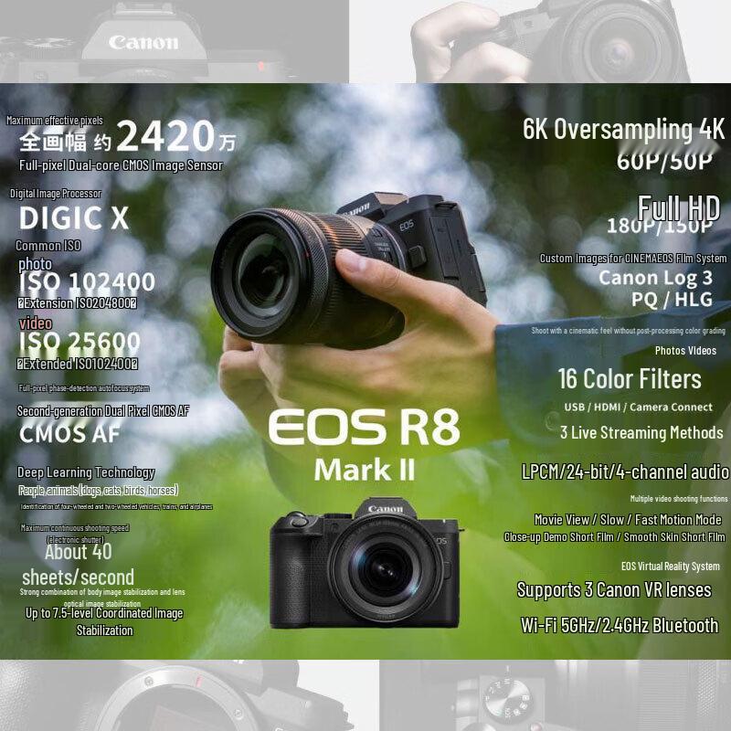 Canon EOS R8 Mark II Full-Frame Mirrorless Camera with RF 24-105mm STM Lens Kit (CN version)