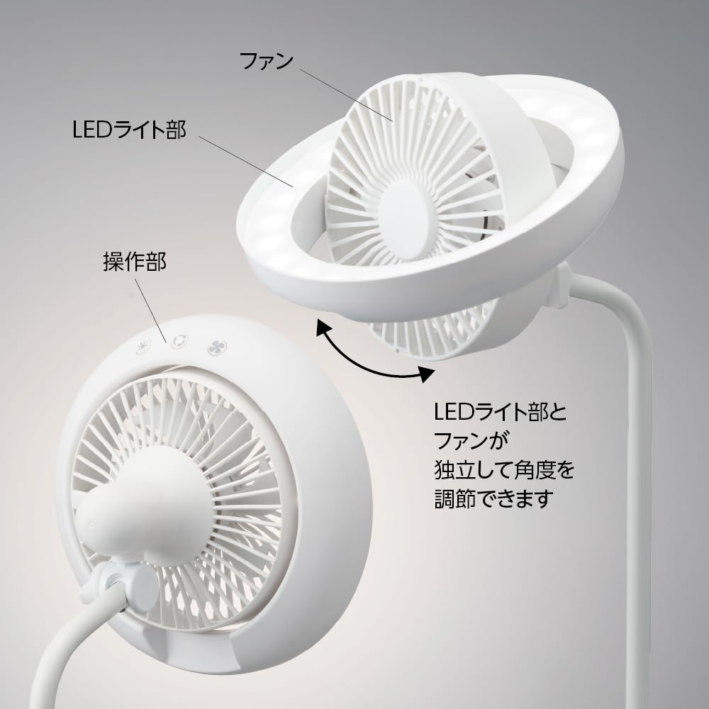 Doshisha Circulate Desk Fan with Desk Stand, LED, 3 Dimming Levels, 3 Color Temperature Settings, 3 Airflow Settings, Tabletop Fan