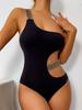 2026 One Shoulder Swimsuit One Piece Sexy Solid Swimwear Women Bandage Bathers Bathing Swimming Swim Suit Beachwear Summer