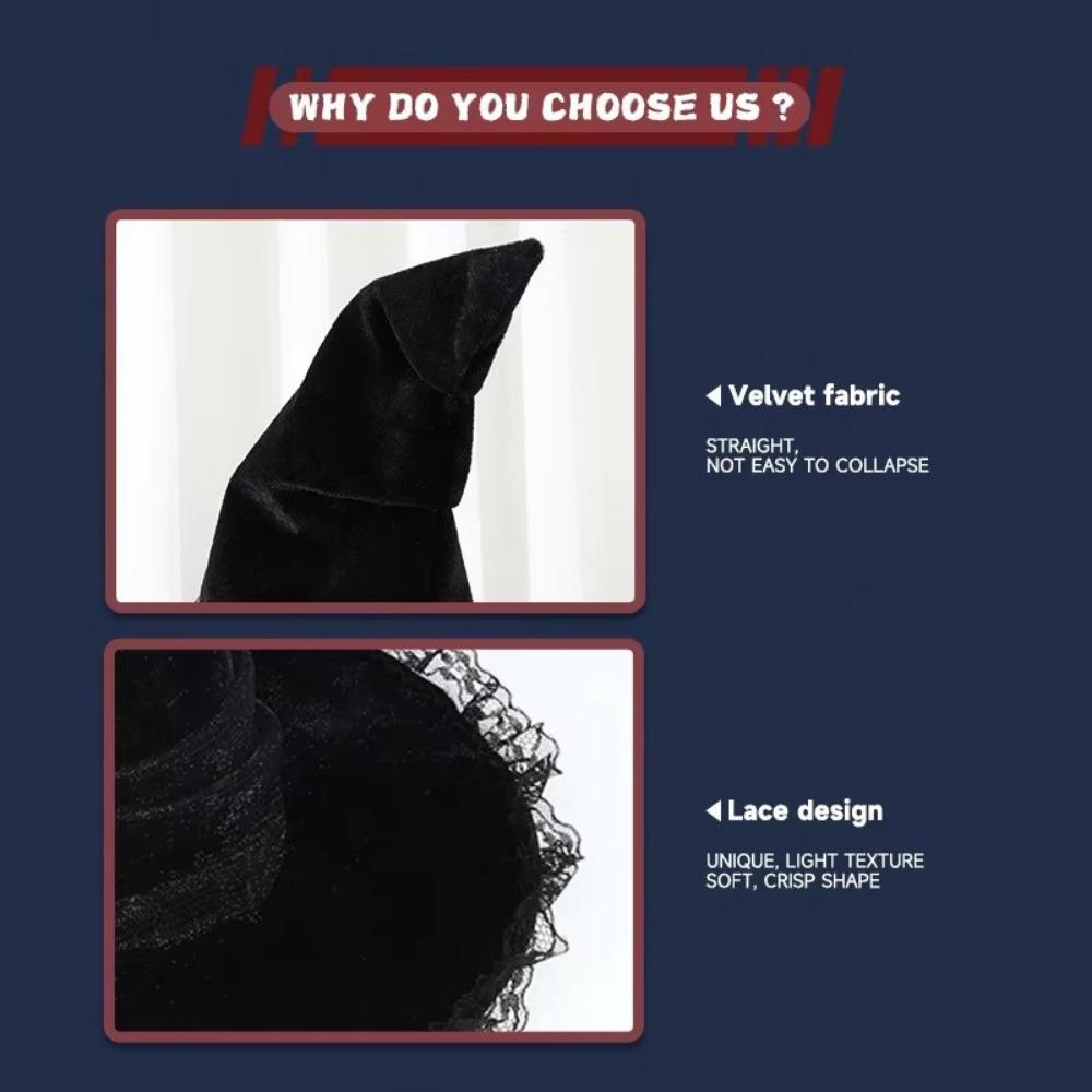 1 Pcs Halloween Witch Hat Baroque Style with Mesh Simulated Flowers, Gothic Queen Costume Accessory for Party DIY Cosplay Prop