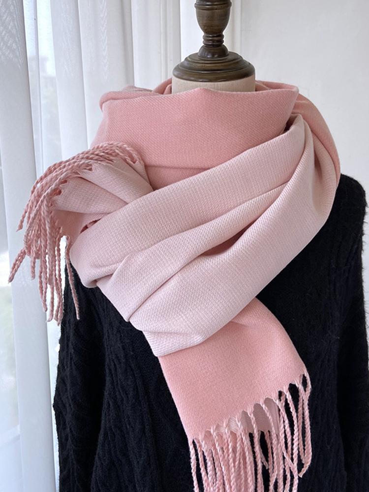 Women Winter Knitted Scarf Ladies Men Solid Double-Sided Tassel Scarve Mujer Male Foulard Wrap Shawl Unisex Imitation Cashmere