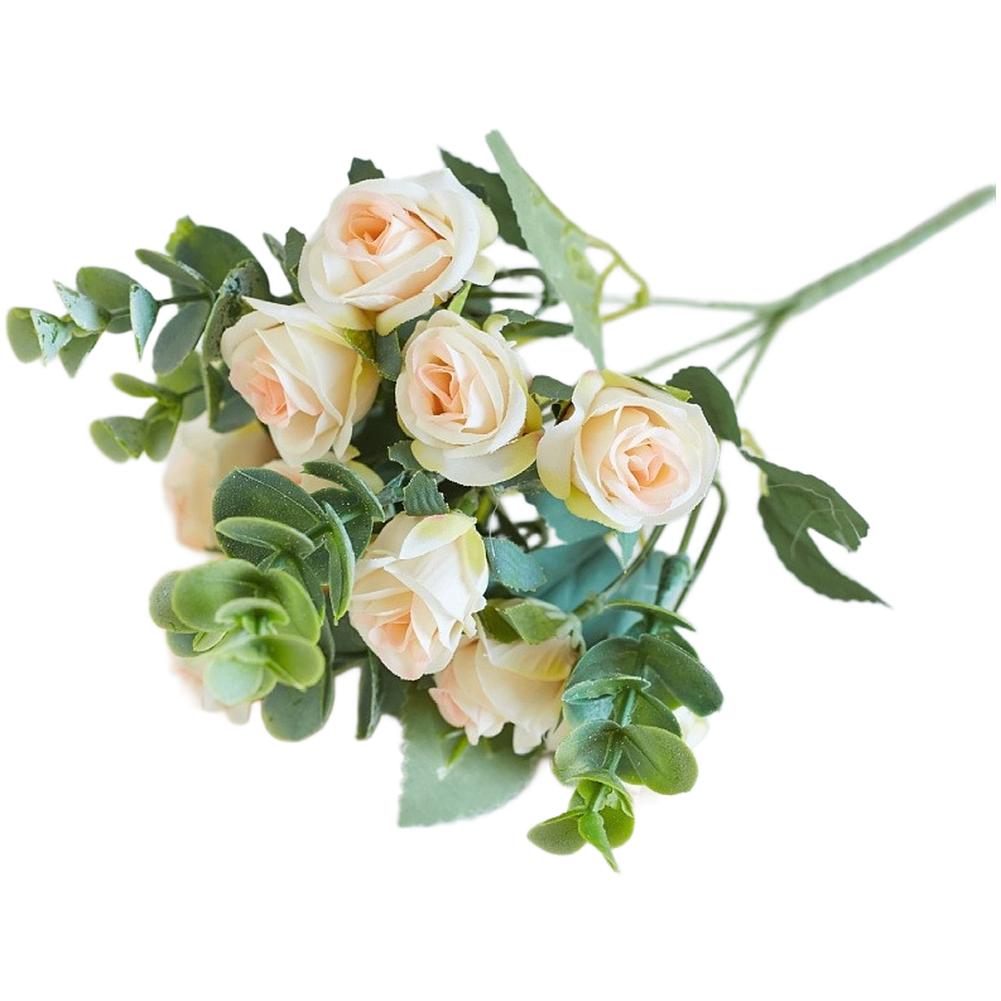Реалистичные лепестки Шелковый букет роз Искусственные цветы розы бежевый