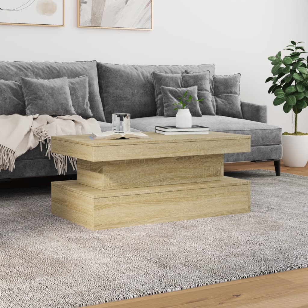 LED Coffee Table in Sonoma Oak 90 x 50 x 40 cm