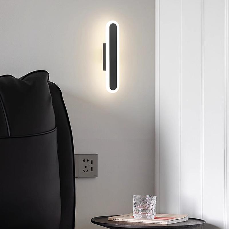 Modern Simple Acrylic Indoor Wall Lamp Bedroom Bedside Lamp Long Staircase Lamp Background Wall Lamp Gold/Black Lighting Fixture