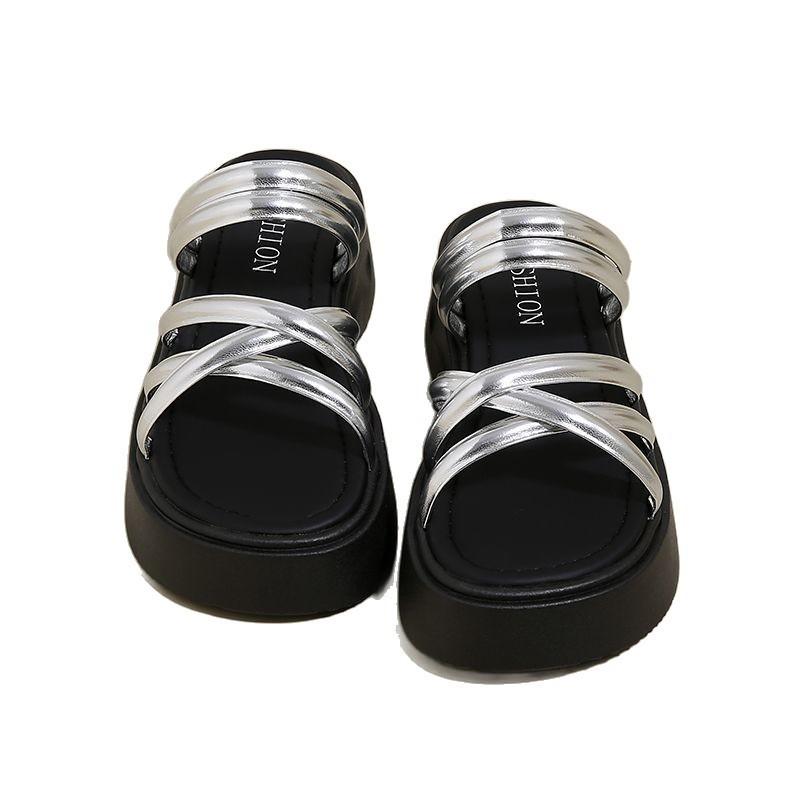 Summer new thick-soled daily home out casual women wear sandals one-word with skirt cool slippers