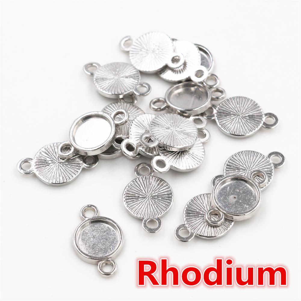 50pcs 8 10mm Inner Size Classic 7 Colors Plated One Sided Double Hanging Simple Style Cabochon Base Setting Charms Pendant