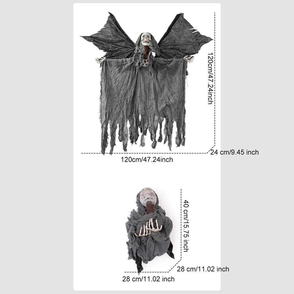 Halloween Hanging Grim Reaper Prop,Halloween Indoor & Outdoor Spooky Part Decorations,Light-emitting Sound Hanging Props Yard