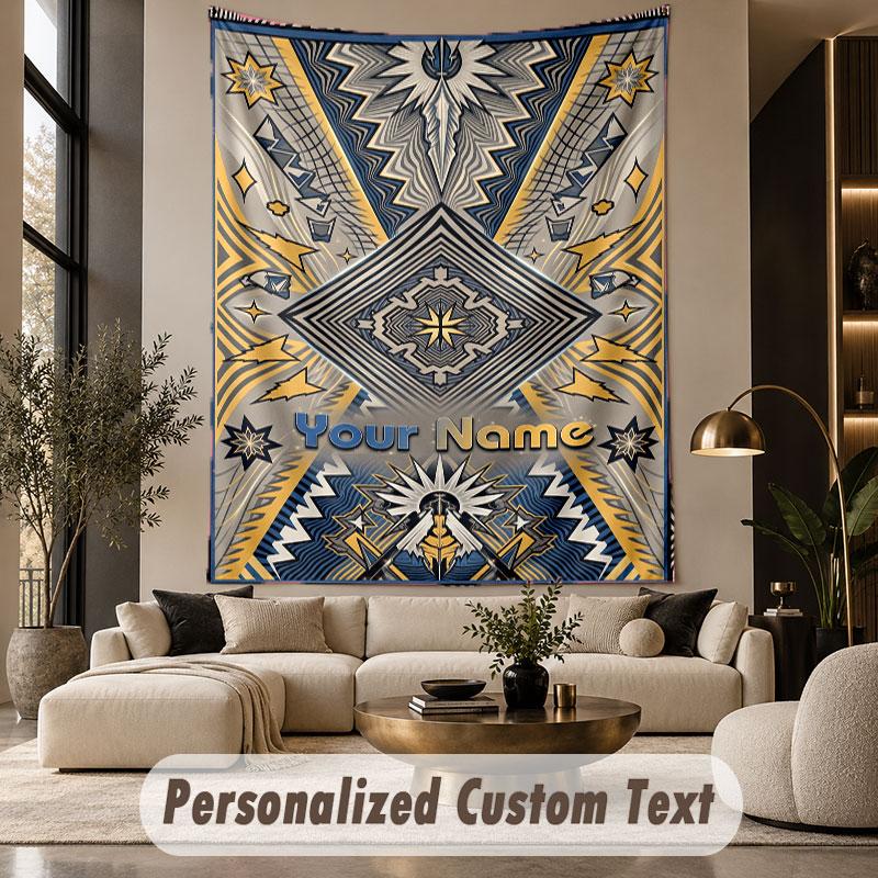 Géométrique Abstrait (55) Tenture murale personnalisée sur le thème du texte avec nom personnalisé, tapisserie pour décoration intérieure, tissu de fond