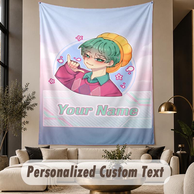 Custom Text Tapestry Kpop Demon Hunters Print Wall Tapestry Indoor Living Room Wall Decor