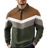Men's Casual Loose Colorblock Print Lapel Button Long Sleeve Top