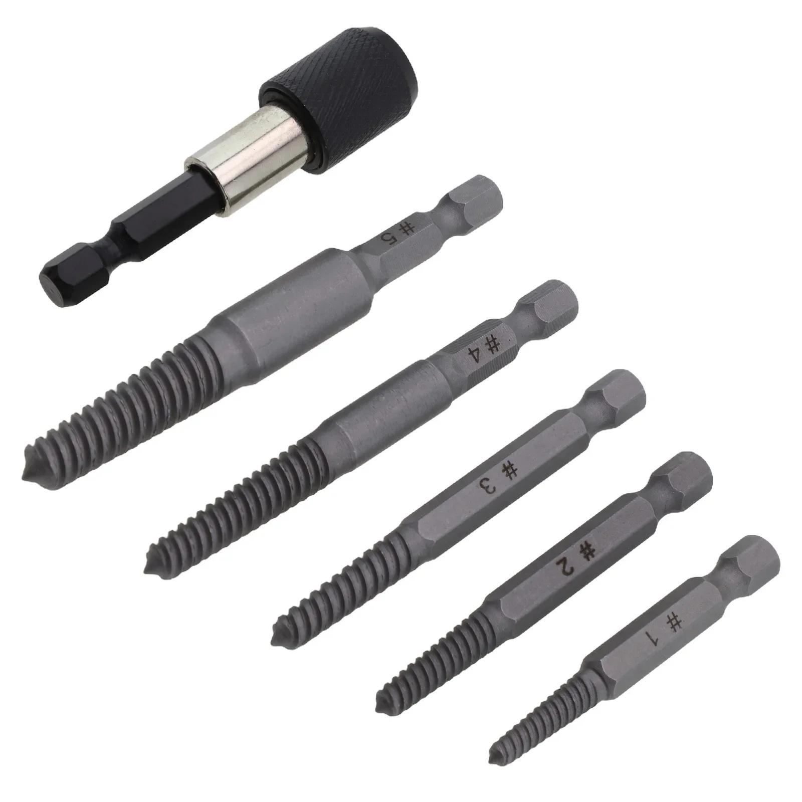 

6 Pcs Stud Screw Extractor Remover Set Broken Damaged Pipes