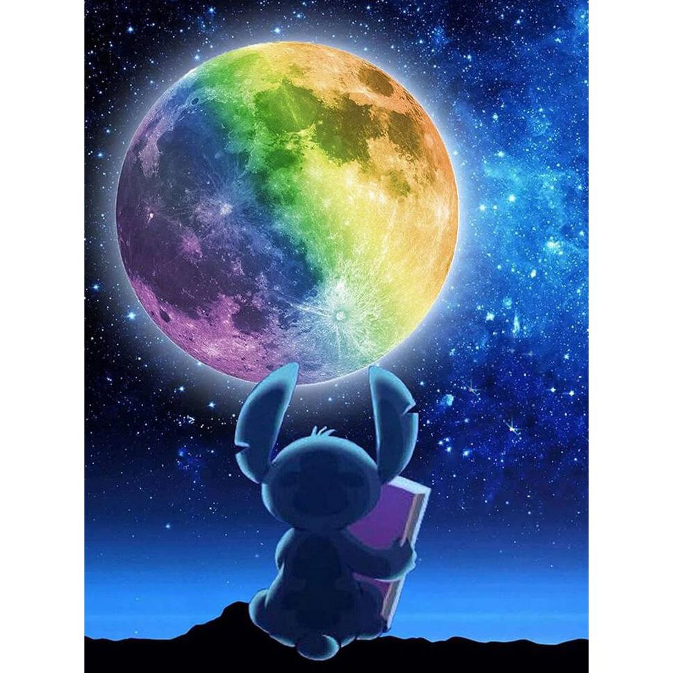 Full Round Drill Diamond Painting Lilo and Stitch 5D DIY Hobby Diamond Mosaic Cartoon Embroidery Moon Unique Gift