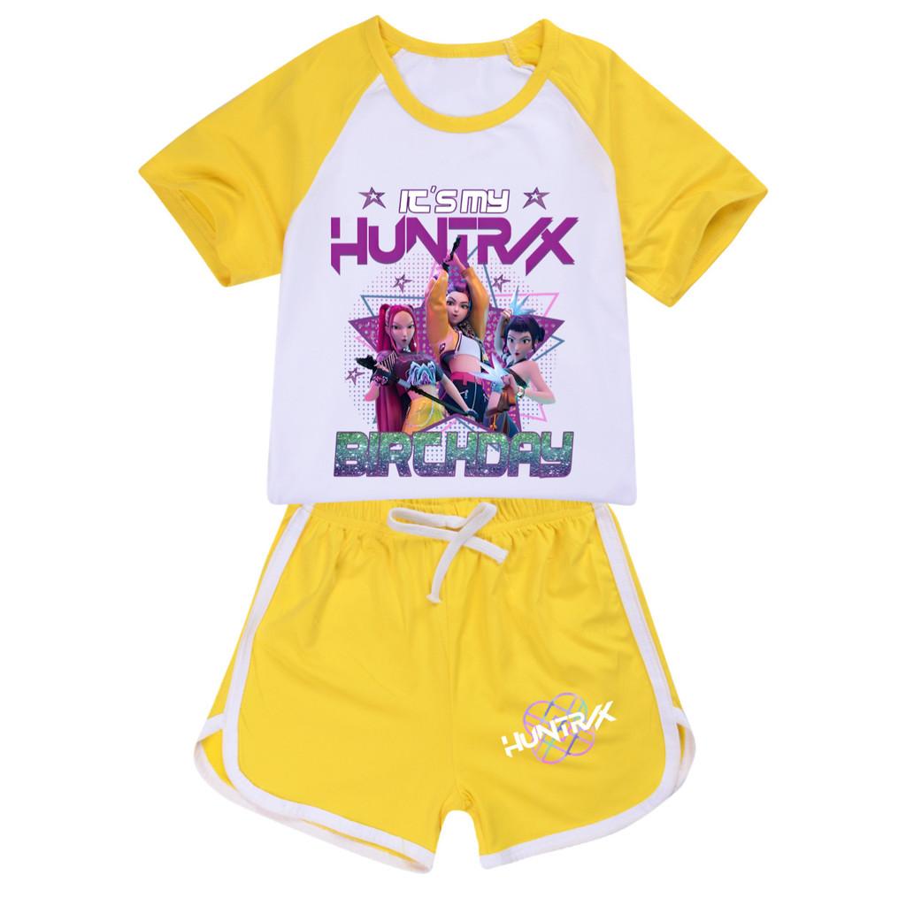 5001 Kids Girls POP Rumi Zoey Mira Print T-shirt Shorts Sport Tracksuit Clothes Set