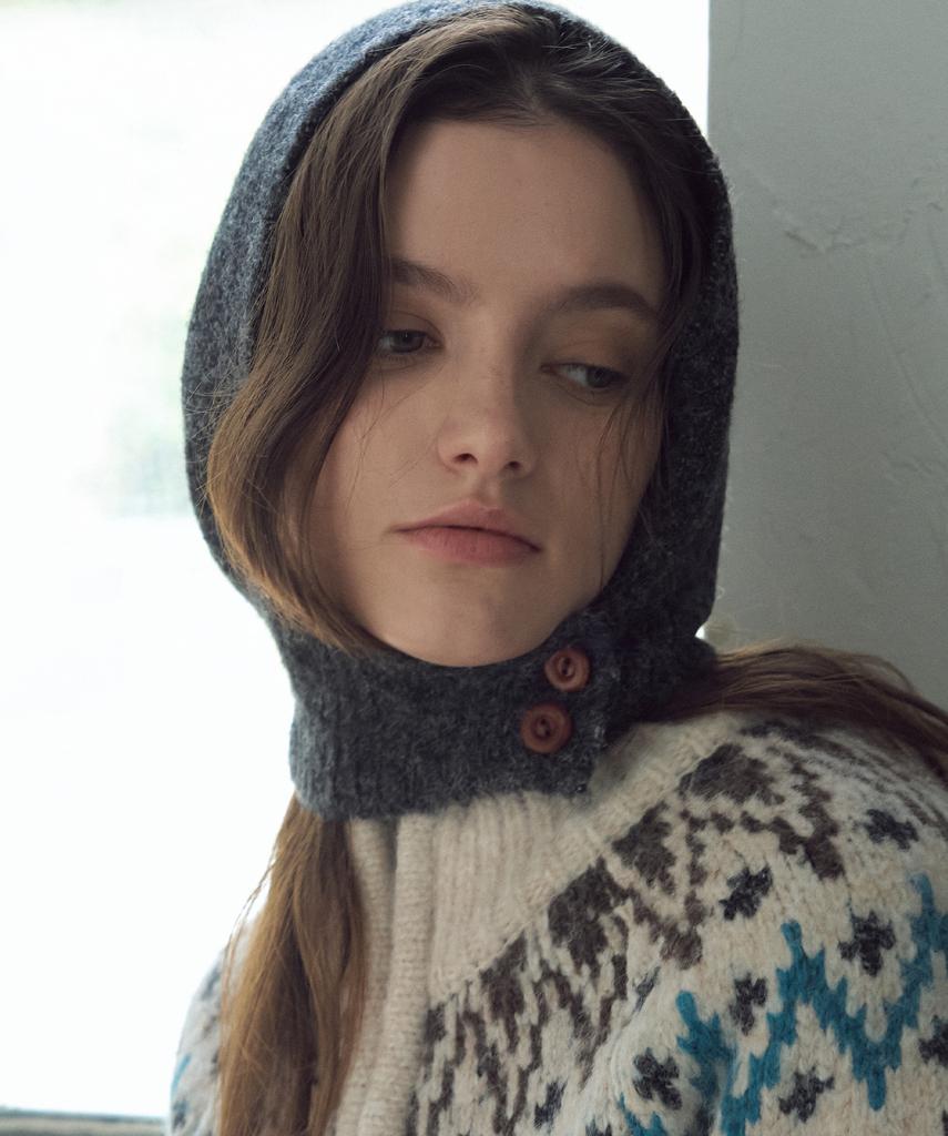 CITTA Wool Blended 2 Button Point Balaclava_Cta939(Charcoal)